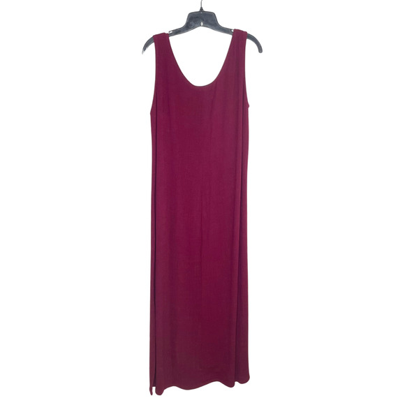 Vintage 90s Red Maxi Tank Dress Sundress S Sleeveless Raw Weave Boho Hippie - Picture 2 of 6